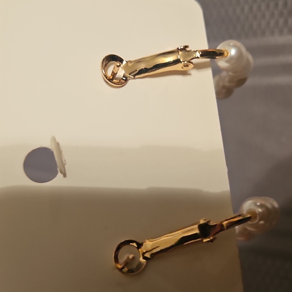 Pearl Hoop Earrings - Picture 2 of 2